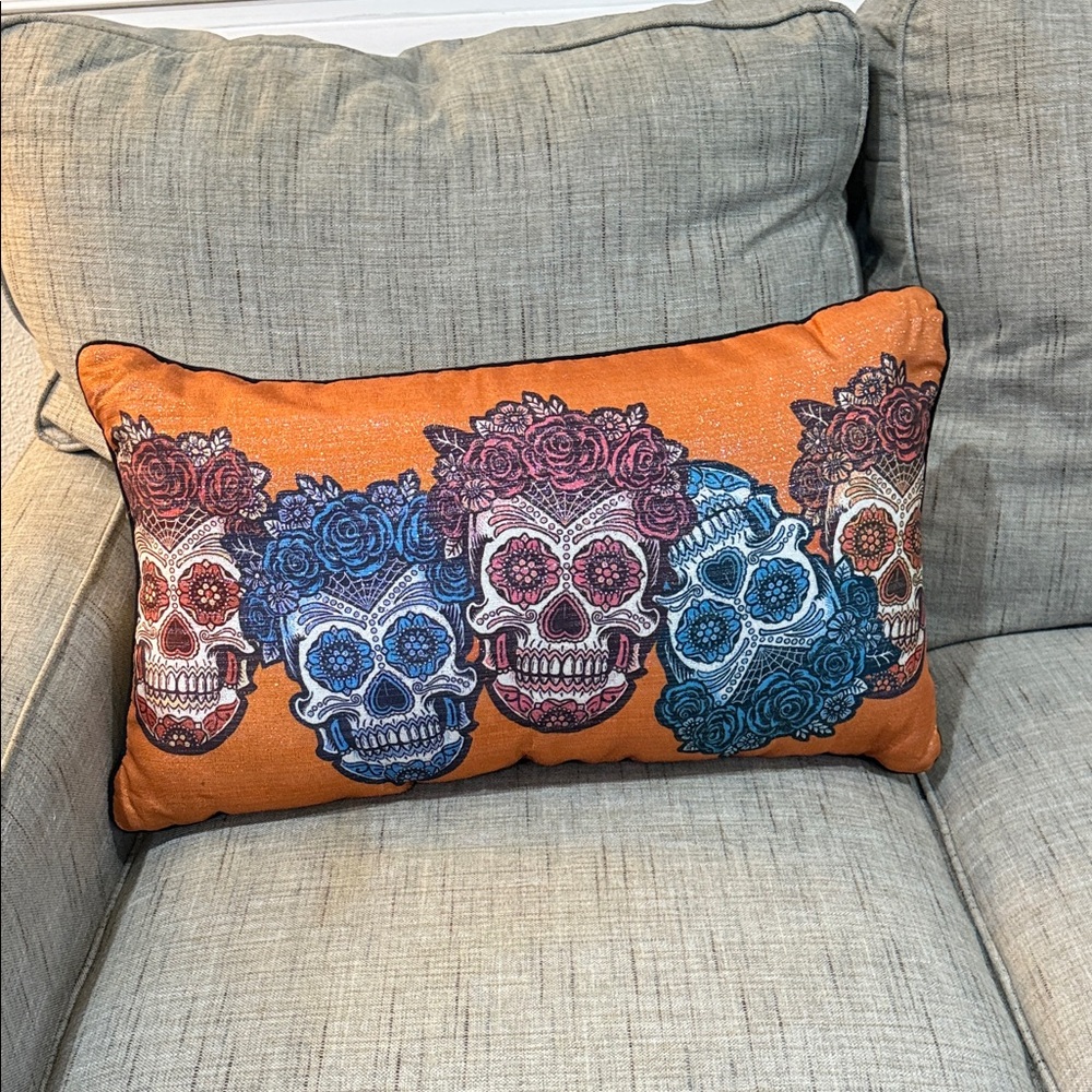 Colorful Skull Decorative Pillow
